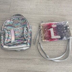 Justice Iridescent Sequin Mini Backpack & Crossbody Set - L initial